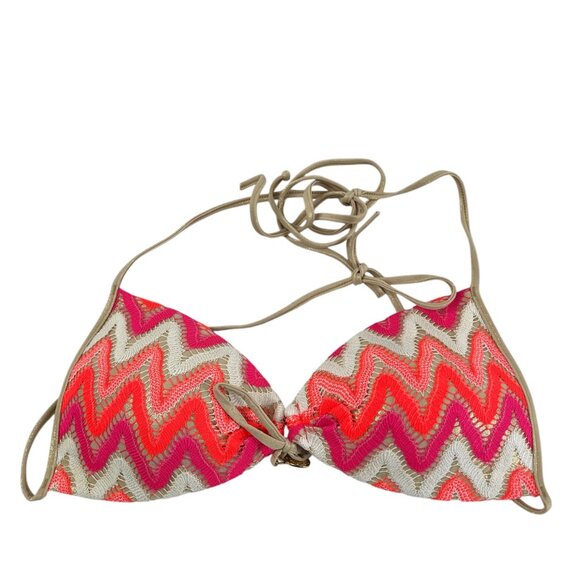 Luli Fama FLAMINGO BEACH Molded Push Up Bandeau Halter Swim Bikini Top Medium - Picture 1 of 10